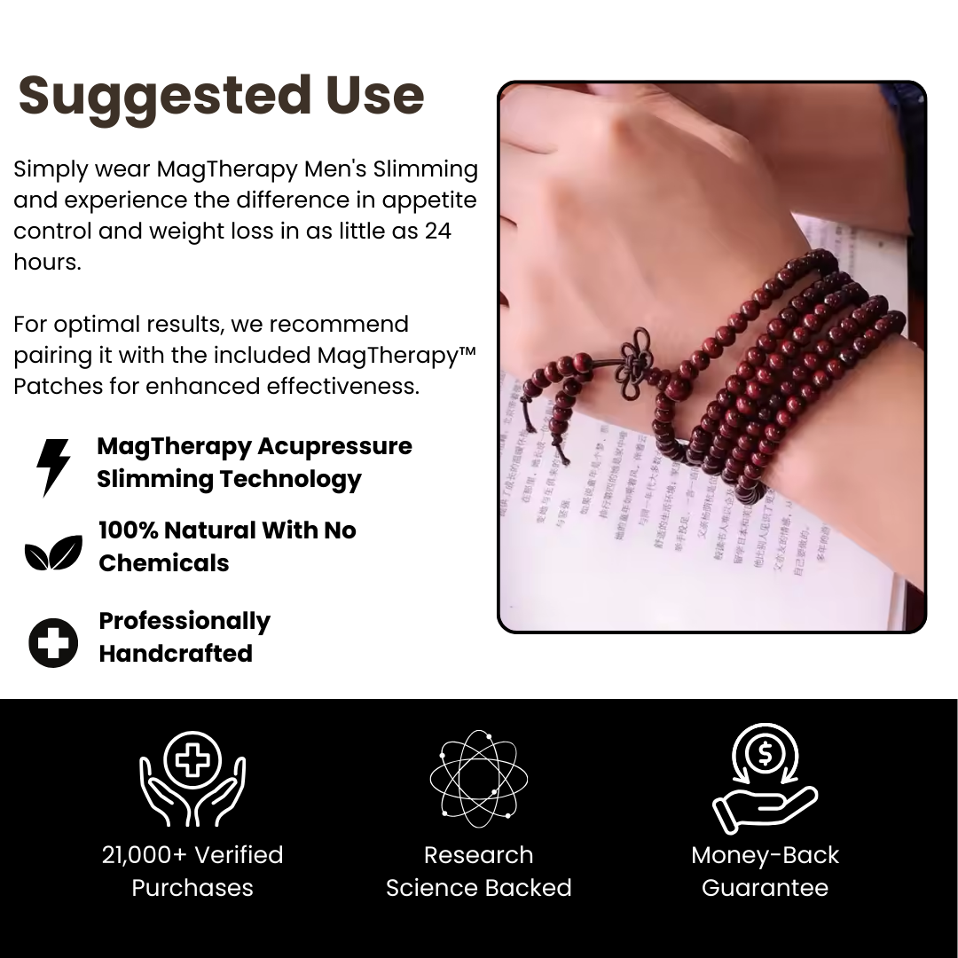 MagTherapy™ Mens 18k Sandalwood Beaded Slimming Bracelet Kit