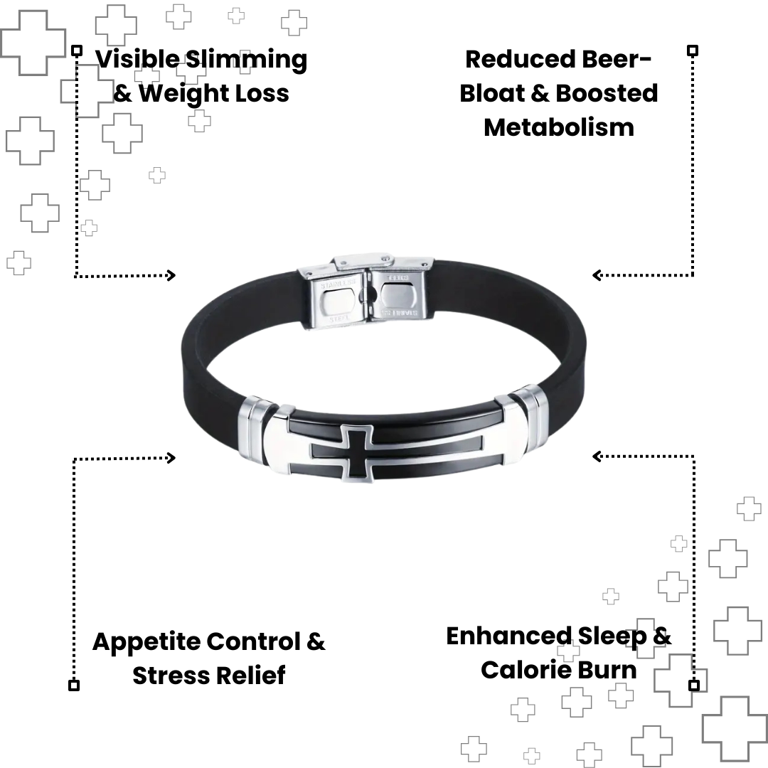 MagTherapy™ Mens 18k Steel Cross Slimming Bracelet Kit