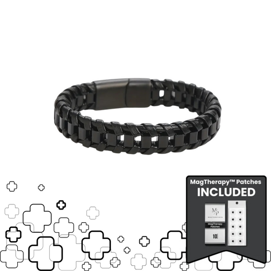 MagTherapy™ Mens 18k Braided Leather Slimming Bracelet Kit