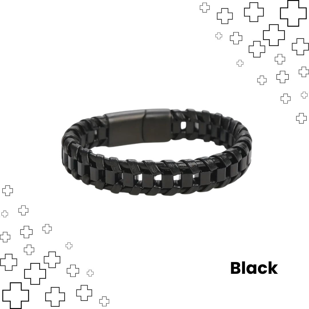 MagTherapy™ Mens 18k Braided Leather Slimming Bracelet Kit