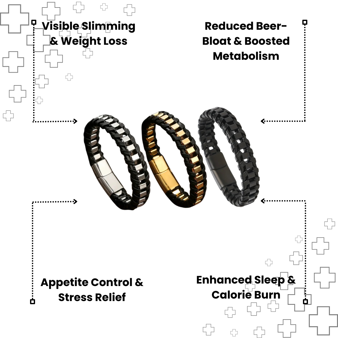 MagTherapy™ Mens 18k Braided Leather Slimming Bracelet Kit