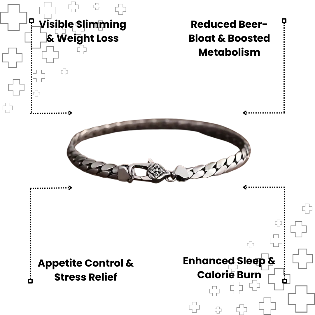 MagTherapy™ Mens 18k Silver Mininalistic Slimming Bracelet Kit