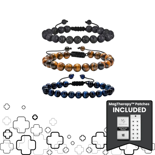 MagTherapy™ Mens 18k Natural Stone Slimming Bracelet Kit