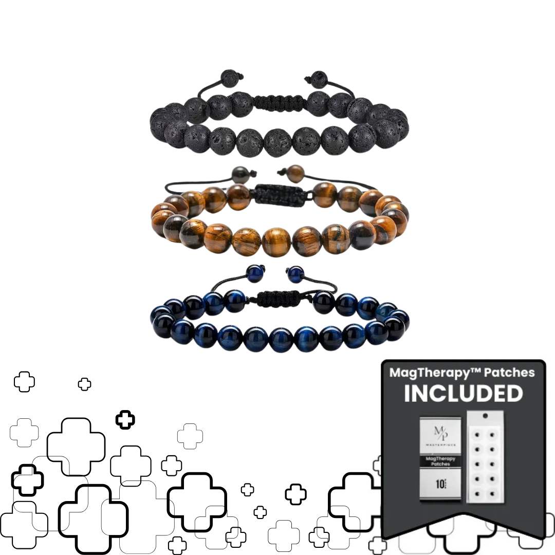 MagTherapy™ Mens 18k Natural Stone Slimming Bracelet Kit