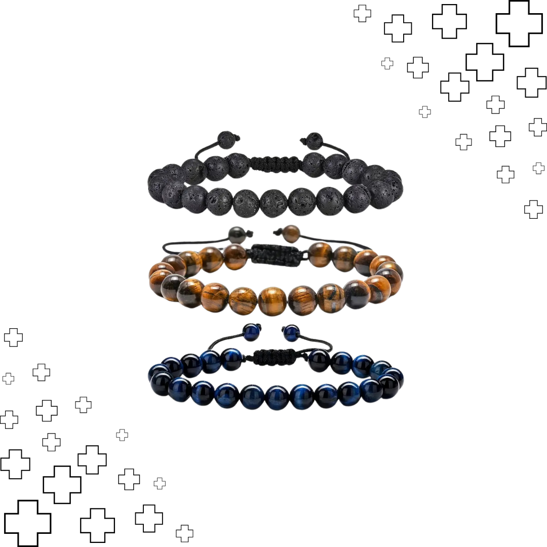 MagTherapy™ Mens 18k Natural Stone Slimming Bracelet Kit